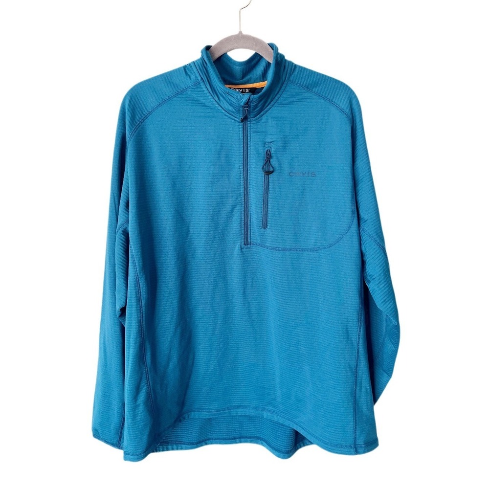 Orvis Horseshoe Hills Teal Quarter Zip Pullover Shirt Size XL